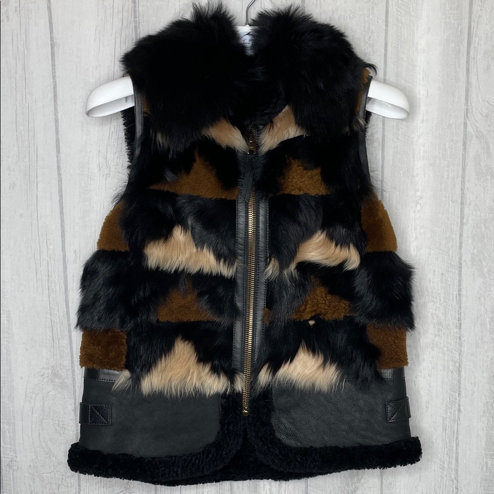 Coach Real Toscana Shearling Patchwork vest. NWT.